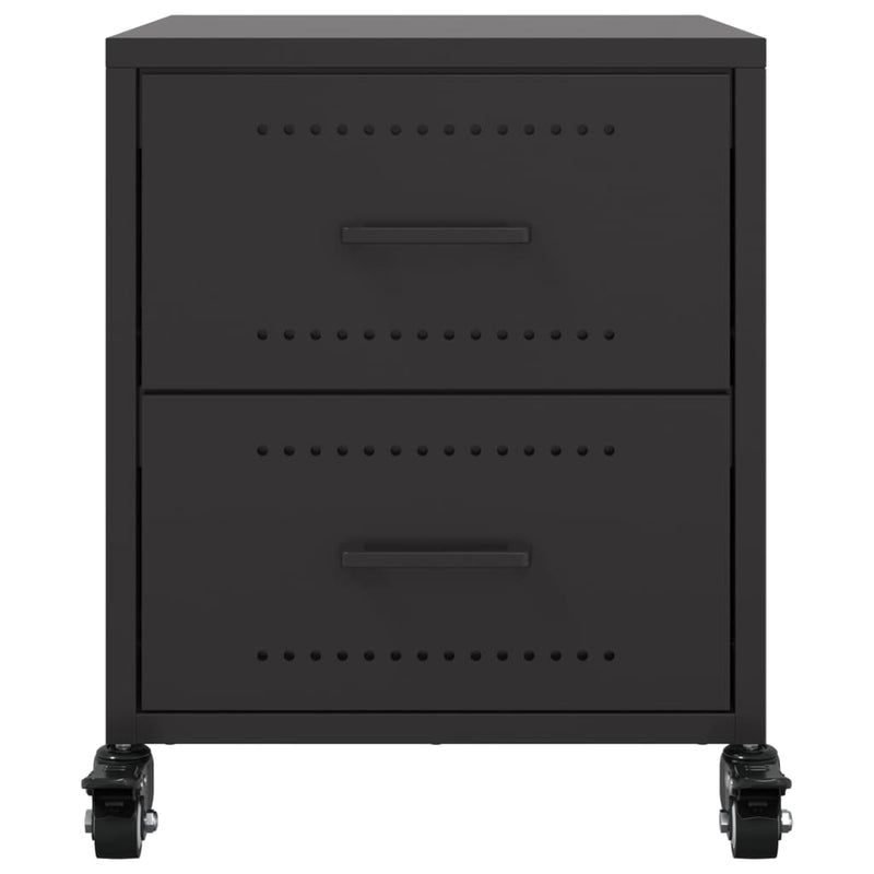 vidaXL 2 db fekete acél éjjeliszekrény 36x39x43,5 cm