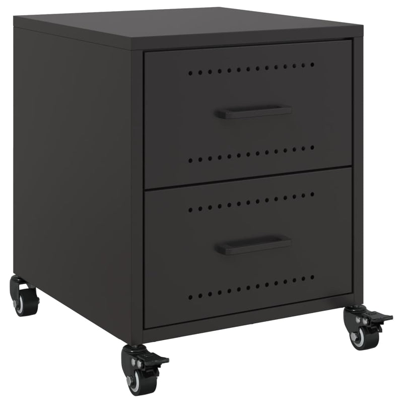 vidaXL 2 db fekete acél éjjeliszekrény 36x39x43,5 cm