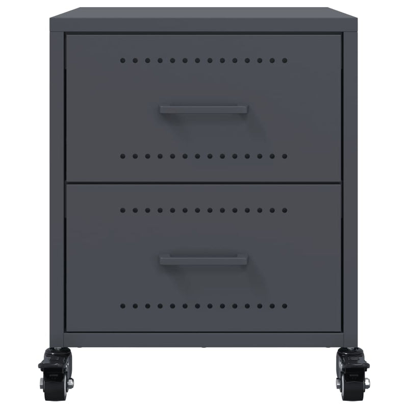 vidaXL 2 db antracitszürke acél éjjeliszekrény 36x39x43,5 cm