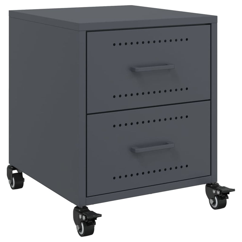 vidaXL 2 db antracitszürke acél éjjeliszekrény 36x39x43,5 cm