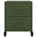 vidaXL 2 db olívazöld acél éjjeliszekrény 36x39x43,5 cm