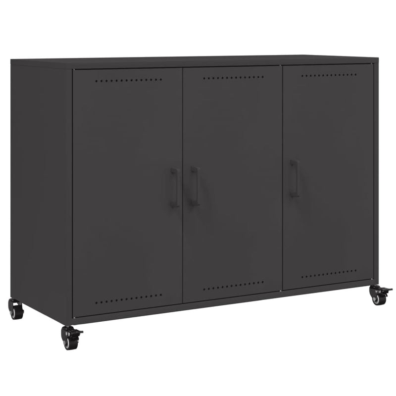 vidaXL fekete acél tálalószekrény 100,5 x 39 x 72 cm