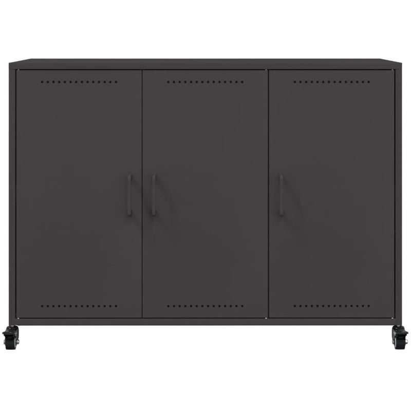 vidaXL fekete acél tálalószekrény 100,5 x 39 x 72 cm