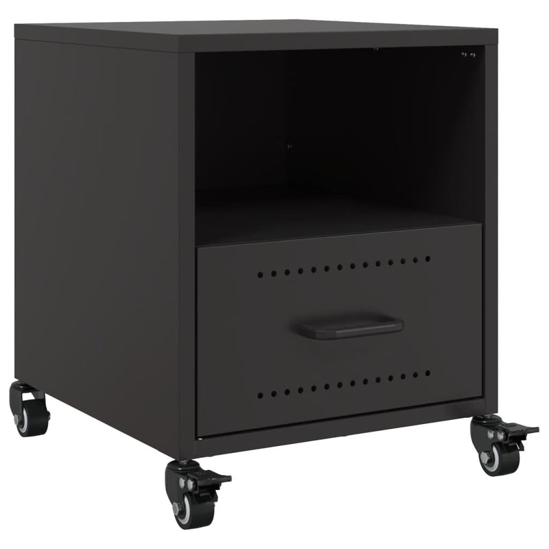 vidaXL 2 db fekete acél éjjeliszekrény 36x39x43,5 cm