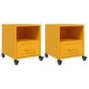 vidaXL 2 db mustársárga acél éjjeliszekrény 36x39x43,5 cm