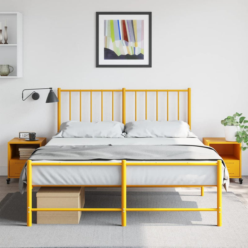 vidaXL 2 db mustársárga acél éjjeliszekrény 36x39x43,5 cm