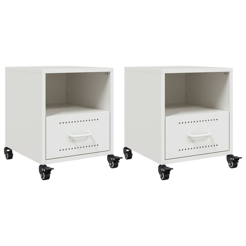 vidaXL 2 db fehér acél éjjeliszekrény 36x39x43,5 cm