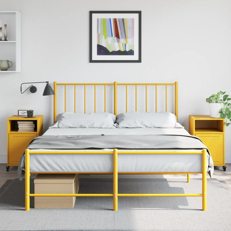 vidaXL 2 db mustársárga acél éjjeliszekrény 36x39x59 cm