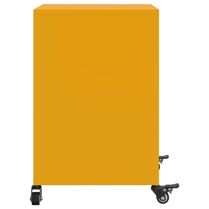 vidaXL 2 db mustársárga acél éjjeliszekrény 36x39x59 cm
