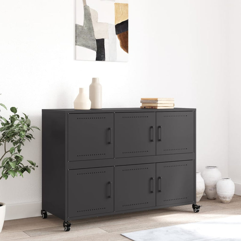vidaXL fekete acél tálalószekrény 100,5 x 39 x 72 cm