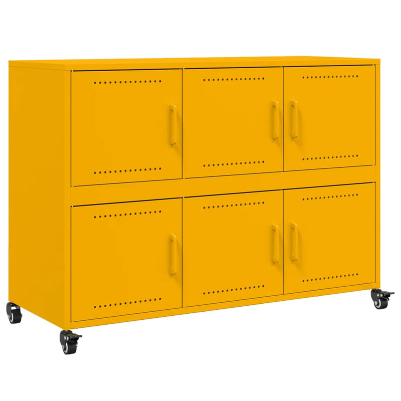 vidaXL mustársárga acél tálalószekrény 100,5 x 39 x 72 cm
