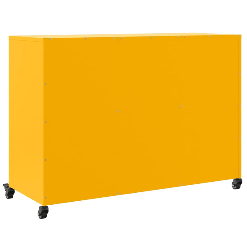 vidaXL mustársárga acél tálalószekrény 100,5 x 39 x 72 cm