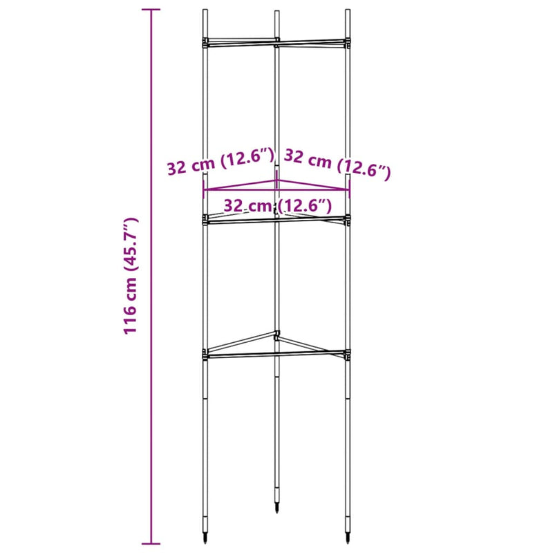 vidaXL 2 db acél és PP paradicsom ketrec 116 cm