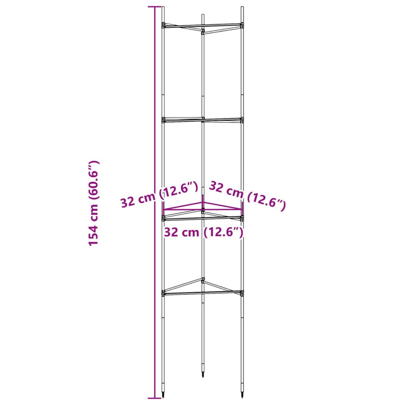 vidaXL 2 db acél és polipropilén paradicsomketrec 154 cm