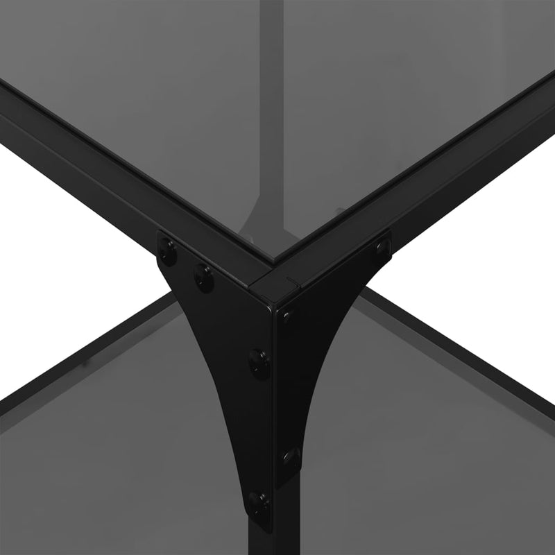 vidaXL 2 db acél dohányzóasztal fekete üveglappal 40 x 40 x 40 cm