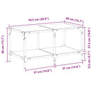 vidaXL acél dohányzóasztal átlátszó üveglappal 78,5 x 40 x 40 cm