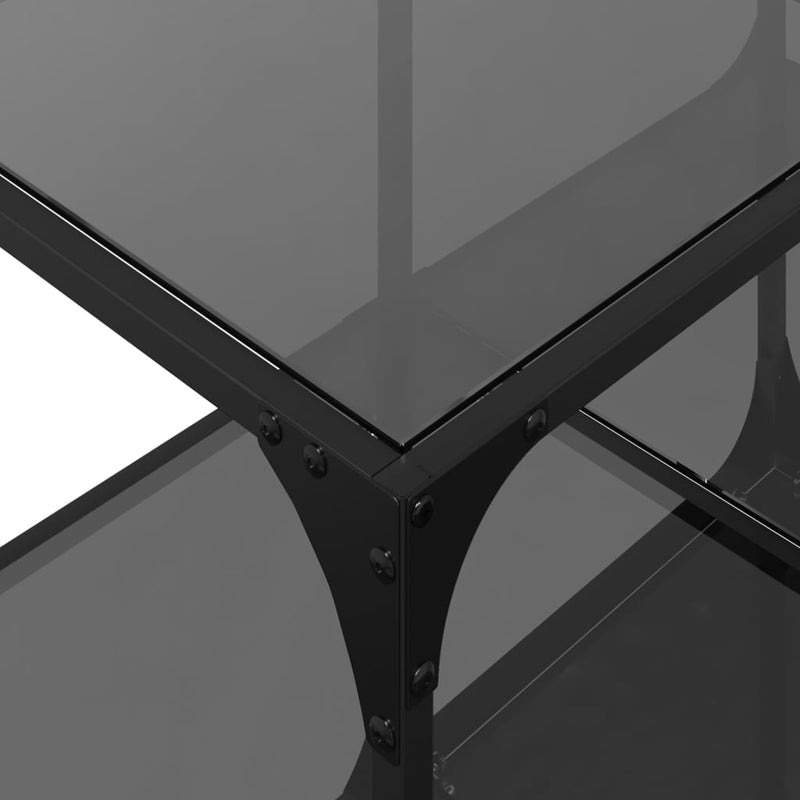 vidaXL acél dohányzóasztal fekete üveglappal 78,5 x 40 x 40 cm