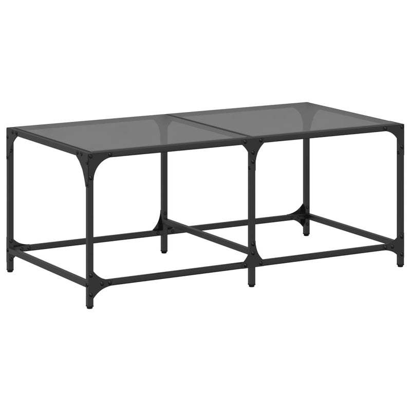 vidaXL acél dohányzóasztal fekete üveglappal 98,5 x 50 x 40 cm
