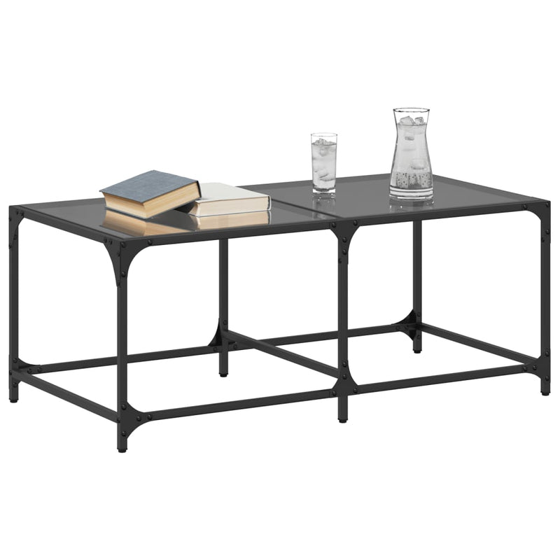 vidaXL acél dohányzóasztal fekete üveglappal 98,5 x 50 x 40 cm