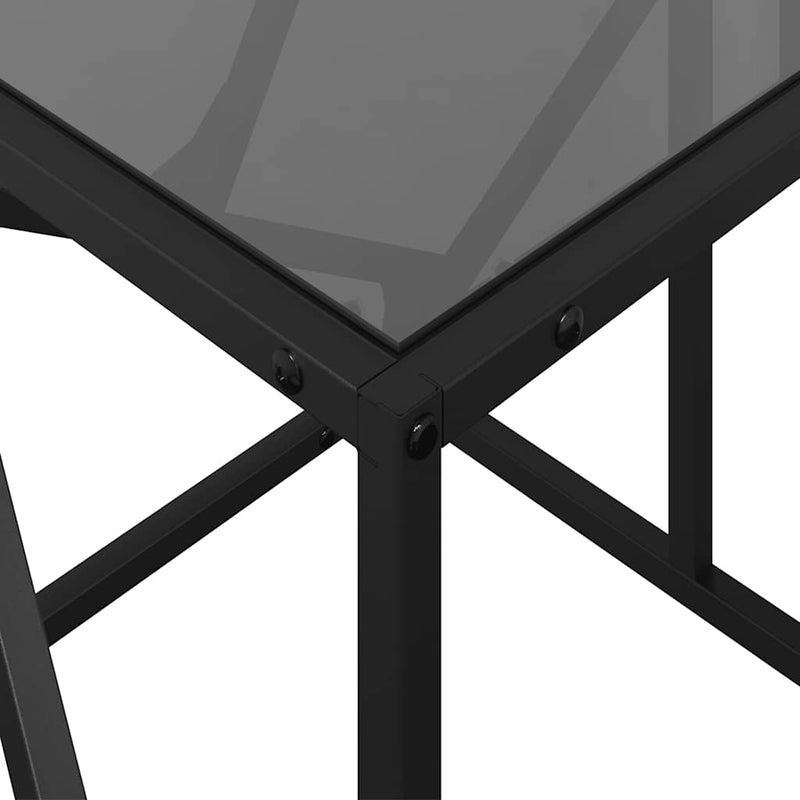 vidaXL acél dohányzóasztal fekete üveglappal 78,5 x 40 x 41 cm