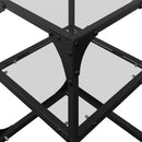 vidaXL 2 db acél dohányzóasztal átlátszó üveglappal 30 x 30 x 45 cm