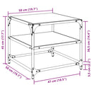 vidaXL 2 db acél dohányzóasztal átlátszó üveglappal 50 x 50 x 45 cm