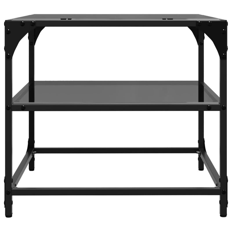 vidaXL acél dohányzóasztal fekete üveglappal 50 x 50 x 45 cm