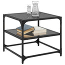 vidaXL 2 db acél dohányzóasztal fekete üveglappal 50 x 50 x 45 cm