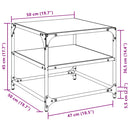 vidaXL 2 db acél dohányzóasztal fekete üveglappal 50 x 50 x 45 cm