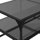 vidaXL acél dohányzóasztal fekete üveglappal 98,5 x 50 x 45 cm