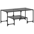 vidaXL acél dohányzóasztal fekete üveglappal 98,5 x 50 x 45 cm