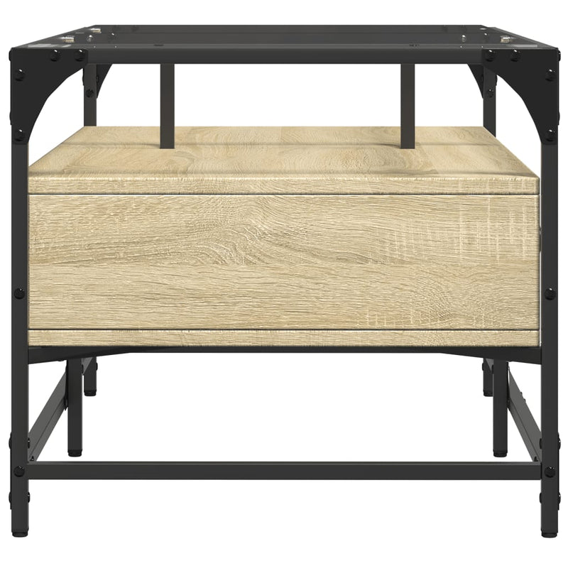 vidaXL sonoma tölgy színű acél dohányzóasztal üveglappal 98,5x50x45 cm
