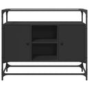 vidaXL fekete szerelt fa tálalószekrény üveglappal 98 x 35 x 81 cm