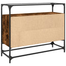 vidaXL füstös tölgy szerelt fa tálalószekrény üveglappal 98x35x81 cm