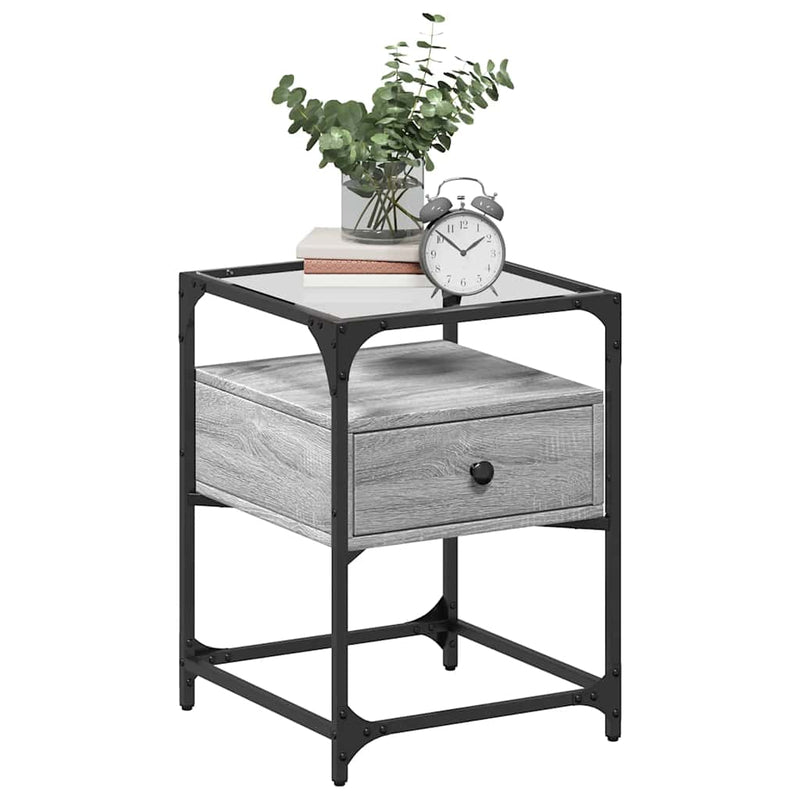 vidaXL 2 db szürke sonoma színű szerelt fa éjjeliszekrény 40x40x55 cm