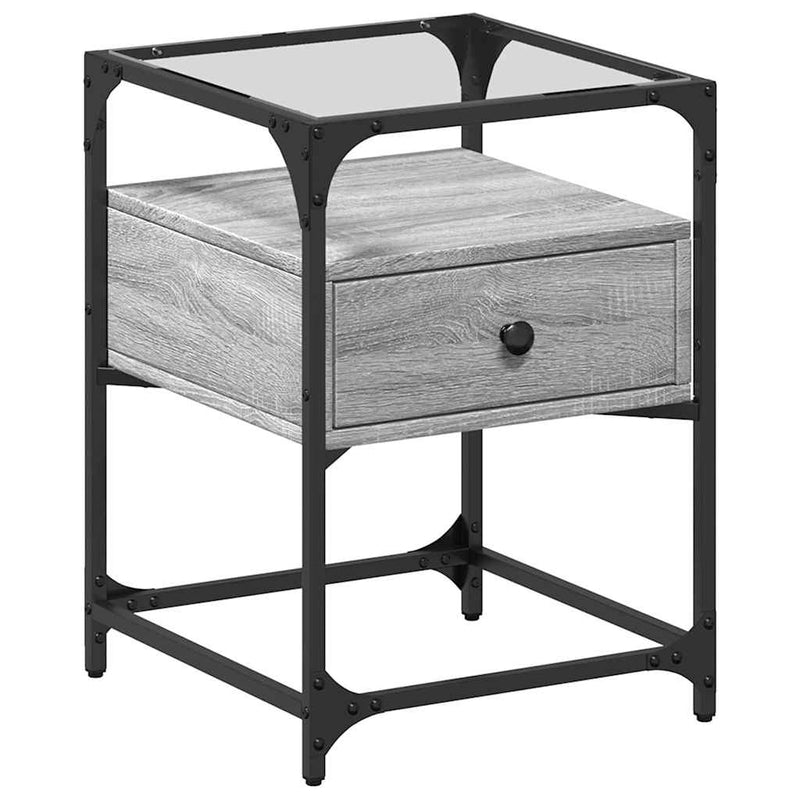 vidaXL 2 db szürke sonoma színű szerelt fa éjjeliszekrény 40x40x55 cm