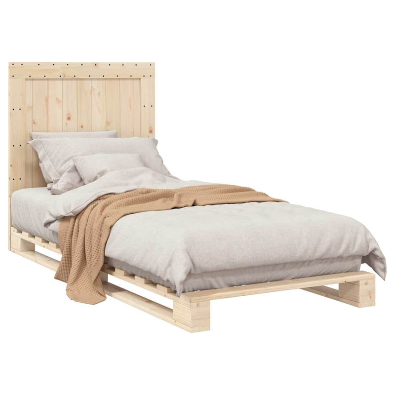vidaXL tömör fenyőfa ágykeret fejtámlával 90 x 200 cm