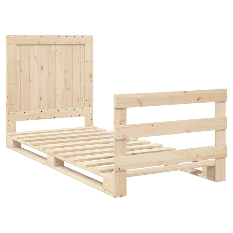 vidaXL tömör fenyőfa ágykeret fejtámlával 90 x 200 cm