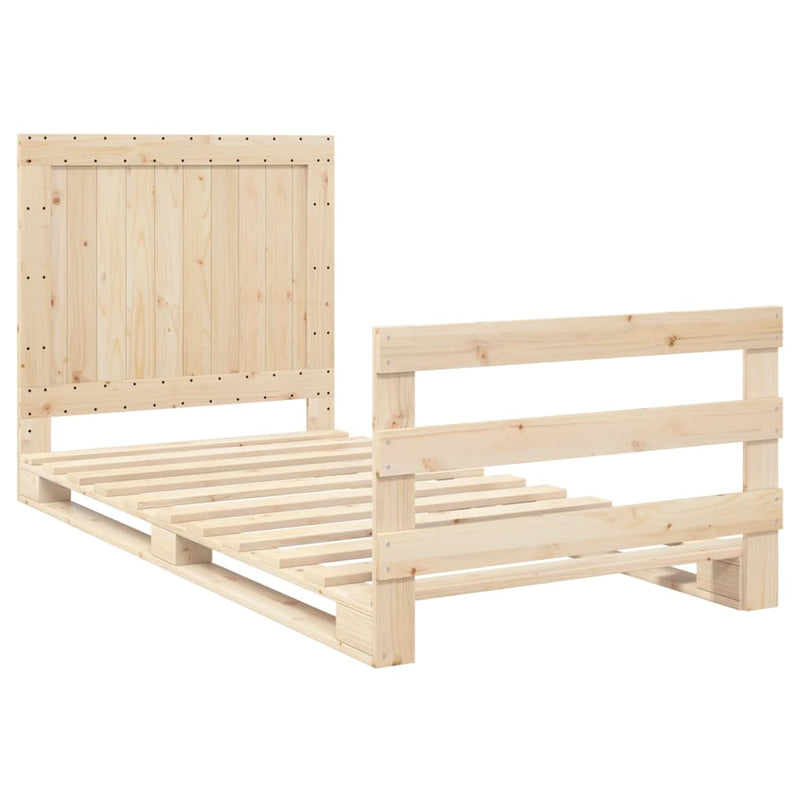 vidaXL tömör fenyőfa ágykeret fejtámlával 100 x 200 cm