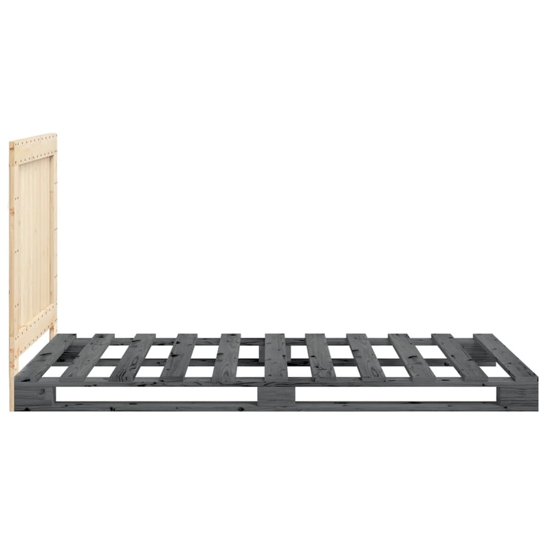 vidaXL szürke tömör fenyőfa ágykeret fejtámlával 100 x 200 cm