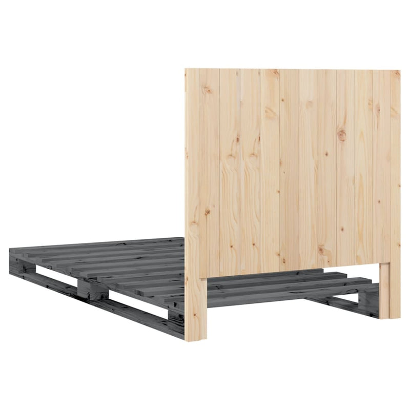 vidaXL szürke tömör fenyőfa ágykeret fejtámlával 100 x 200 cm