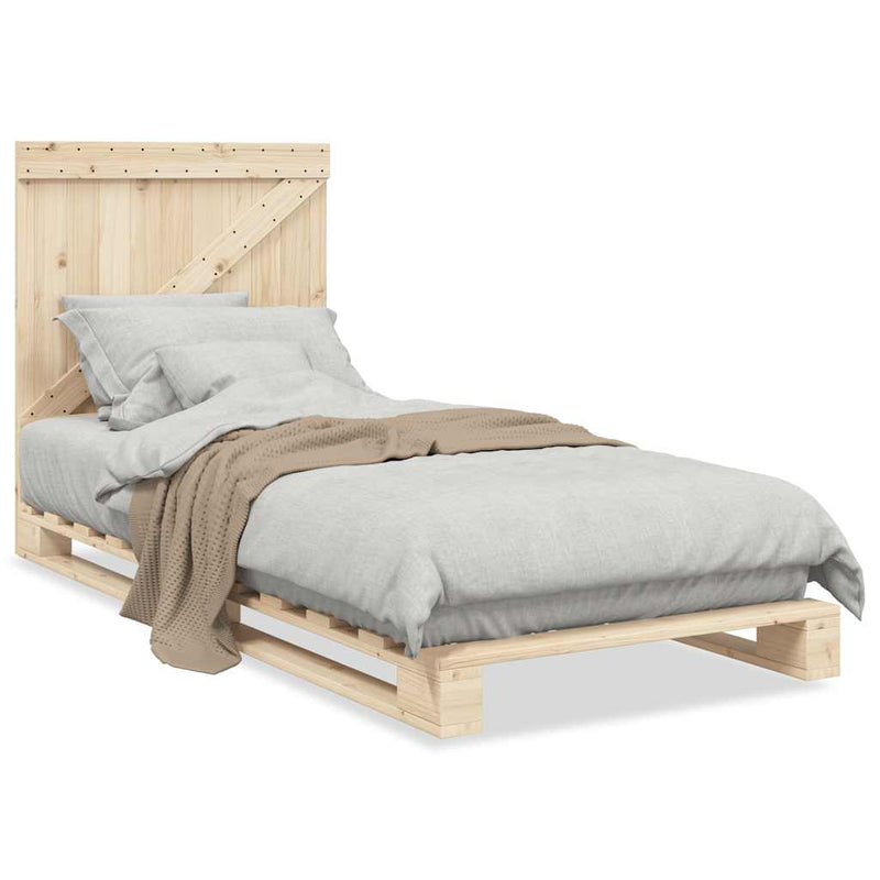 vidaXL tömör fenyőfa ágykeret fejtámlával 90 x 200 cm