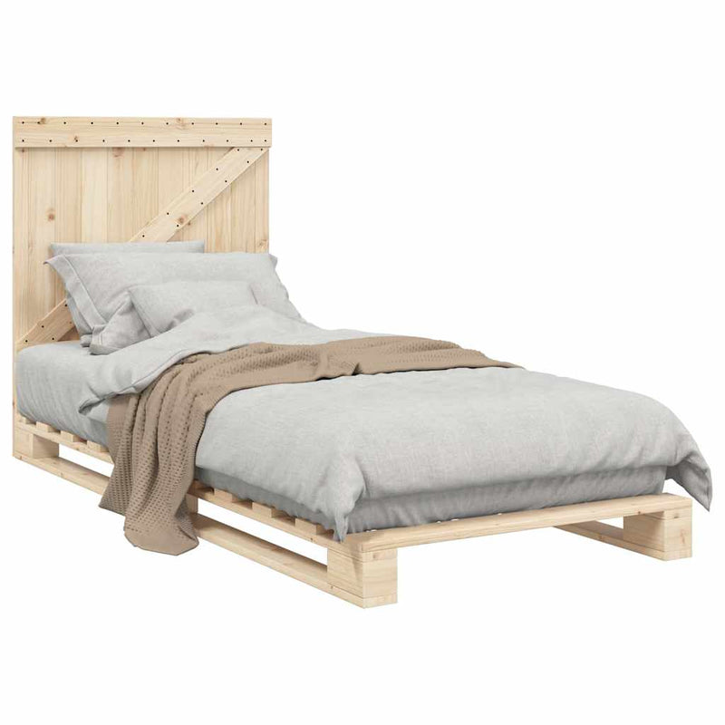 vidaXL tömör fenyőfa ágykeret fejtámlával 90 x 200 cm