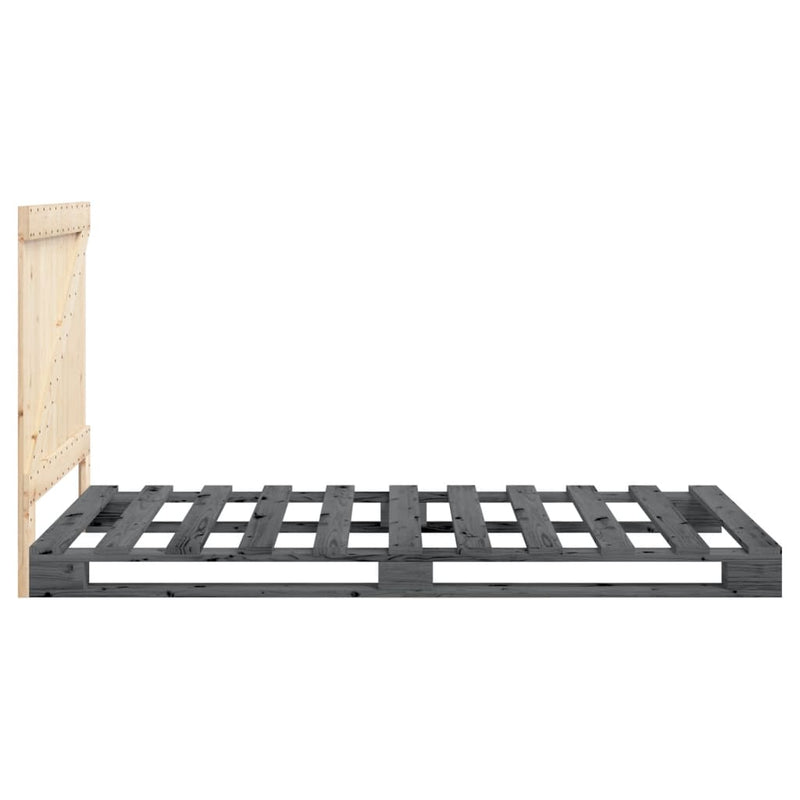 vidaXL szürke tömör fenyőfa ágykeret fejtámlával 100 x 200 cm