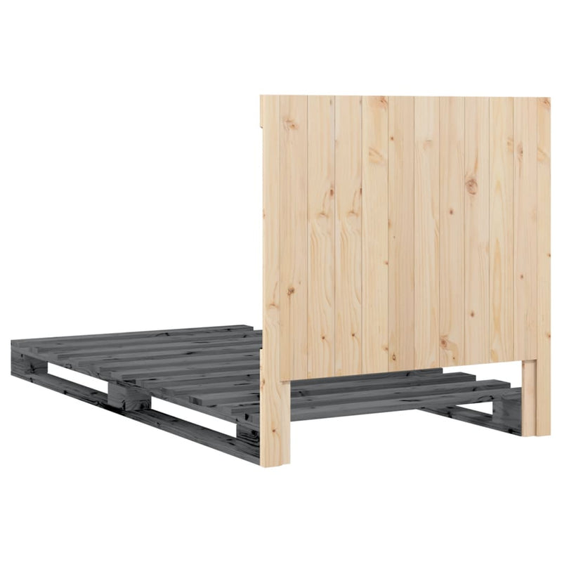 vidaXL szürke tömör fenyőfa ágykeret fejtámlával 100 x 200 cm