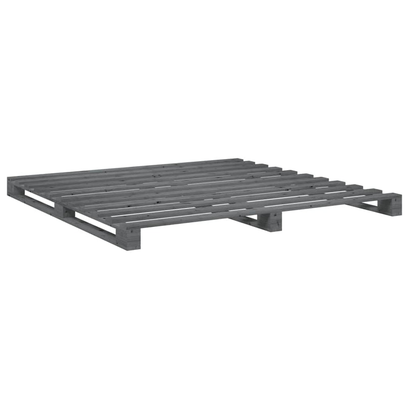 vidaXL szürke tömör fenyőfa ágykeret fejtámlával 200 x 200 cm