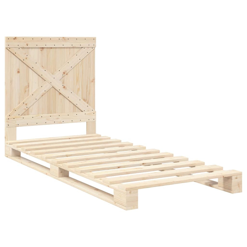 vidaXL tömör fenyőfa ágykeret fejtámlával 90 x 200 cm