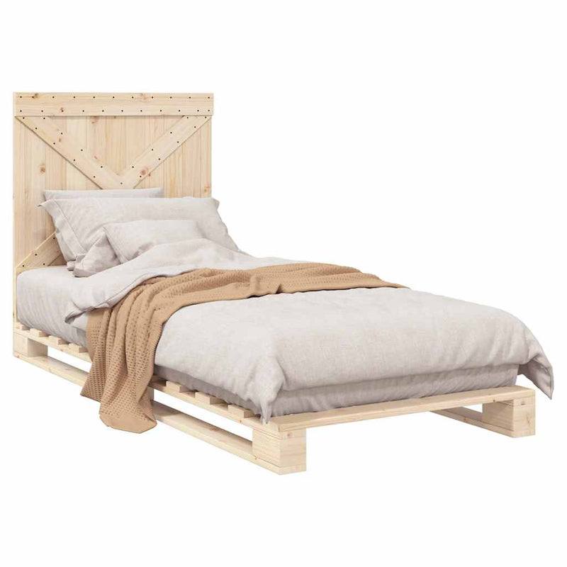 vidaXL tömör fenyőfa ágykeret fejtámlával 90 x 200 cm