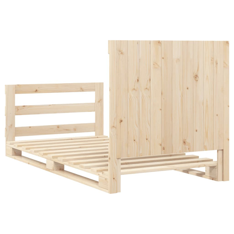 vidaXL tömör fenyőfa ágykeret fejtámlával 100 x 200 cm