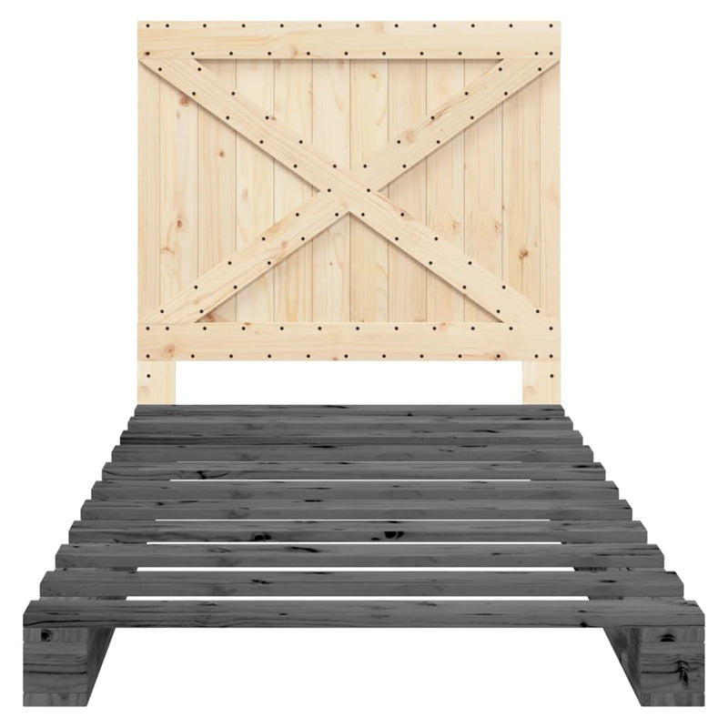 vidaXL szürke tömör fenyőfa ágykeret fejtámlával 100 x 200 cm